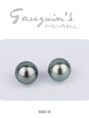 Pair of Green Rounds, Tahitian pearls