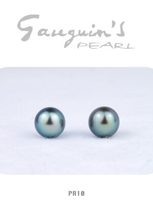 Pair of Green Rounds, Tahitian pearls