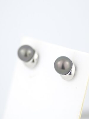 Earrings, Dark Tahitian pearls
